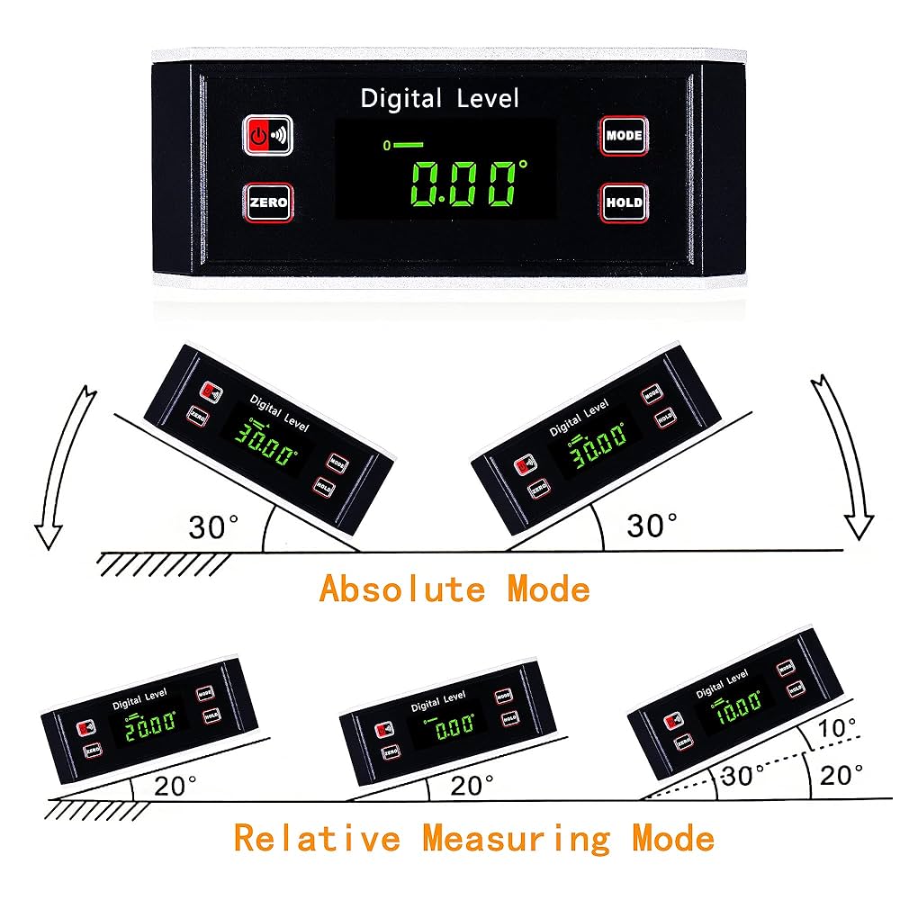 Inclinometer, Digital Protractor/Level/Angle Finder and